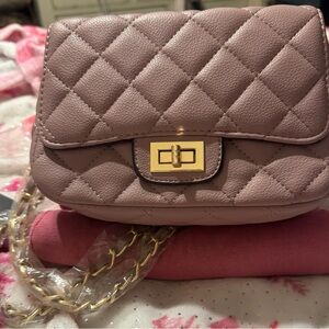 Quilted mauve Shoulder Bag